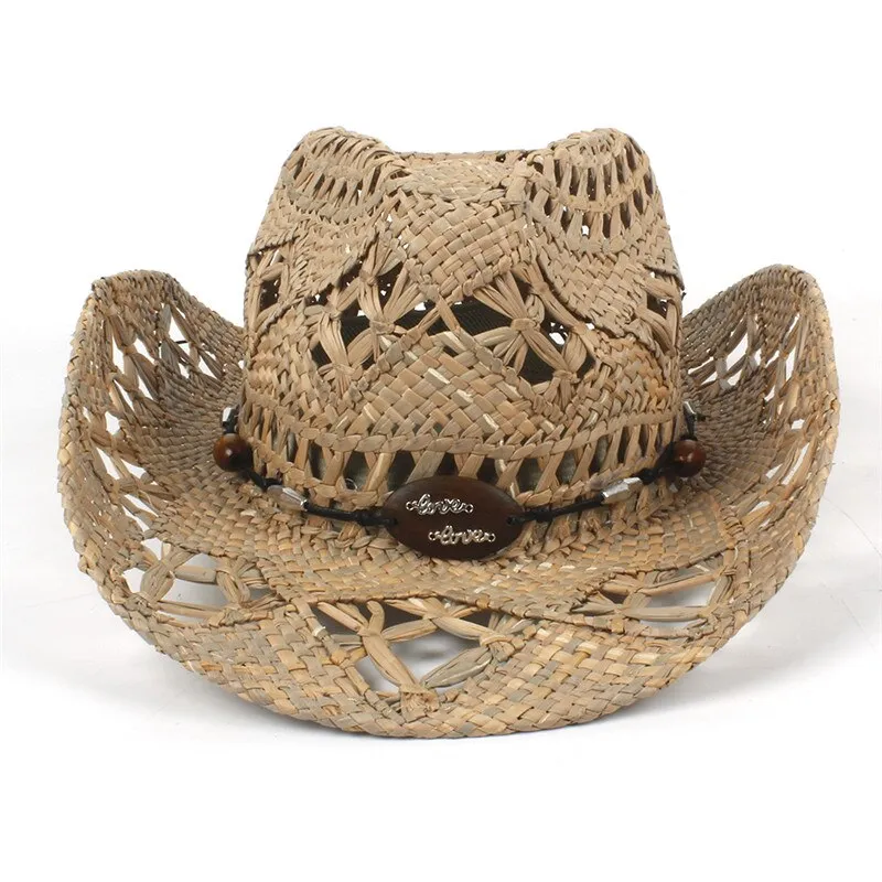 100% Natural Straw Cowboy Hat Women Men Handmade Weave Cowboy Hats