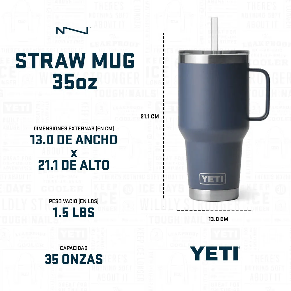 21071501811 TERMO RAMBLER 35oz STRAW MUG NEGRO MARCA YETI