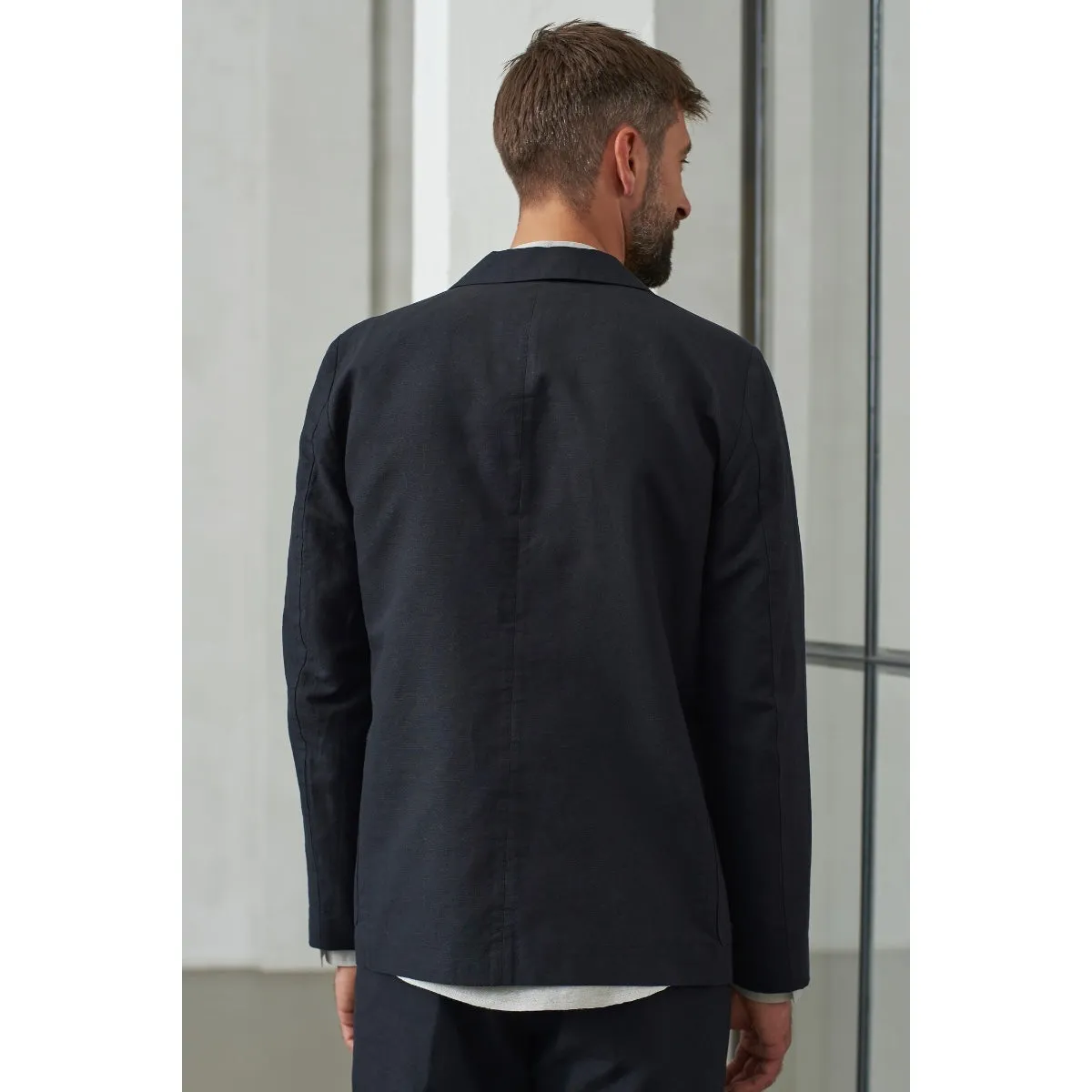 About Companions Enver Blazer black linen