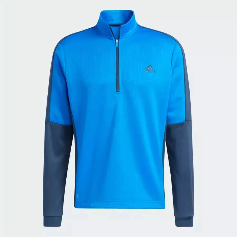 Adidas Colorblock Men's Quarter-Zip Pullover - Blue