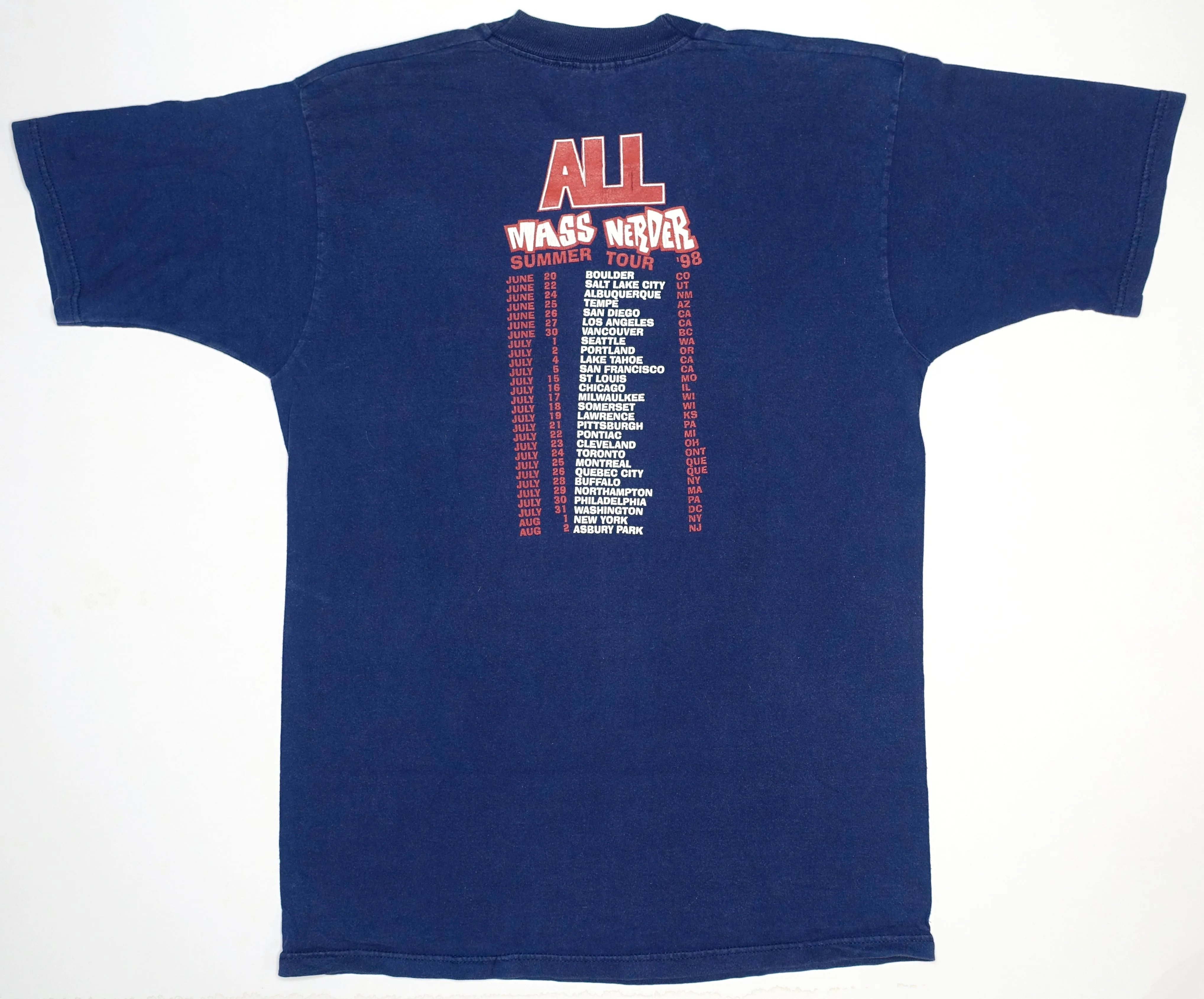 ALL - Mass Nerder 1998 Summer Tour Shirt Size Large