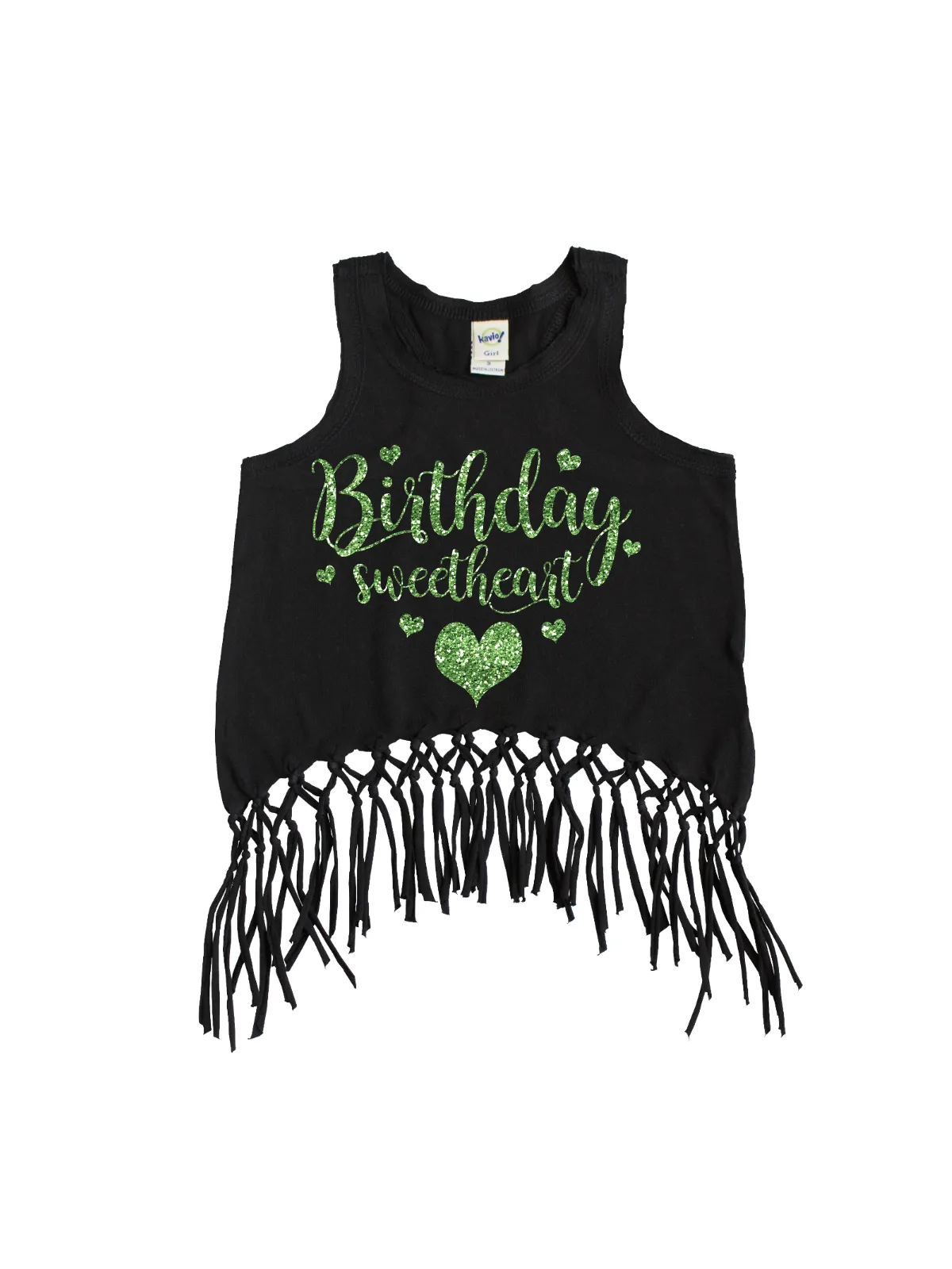 Birthday Sweetheart Sleeveless Fringe Shirts - Black, White, Peach