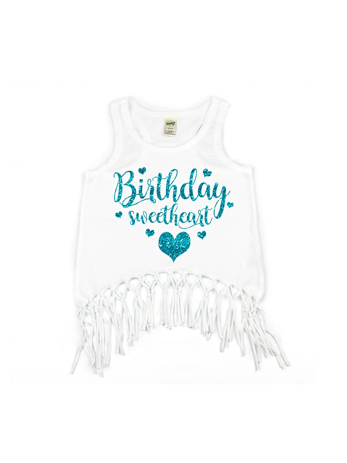 Birthday Sweetheart Sleeveless Fringe Shirts - Black, White, Peach