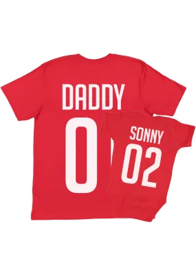 Daddy   Me Matching Jersey Shirts - Red