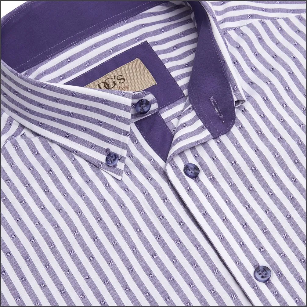 Drifter Ivano Purple & White Stripe SS Shirt 