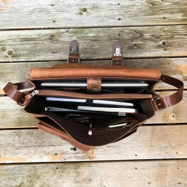 Front Pocket Leather Briefcase