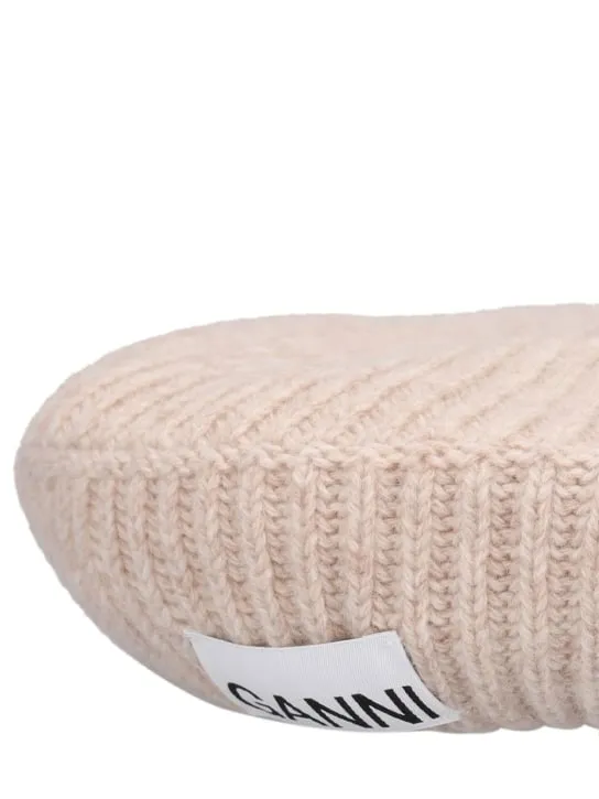 GANNI   Structured ribbed wool beret 