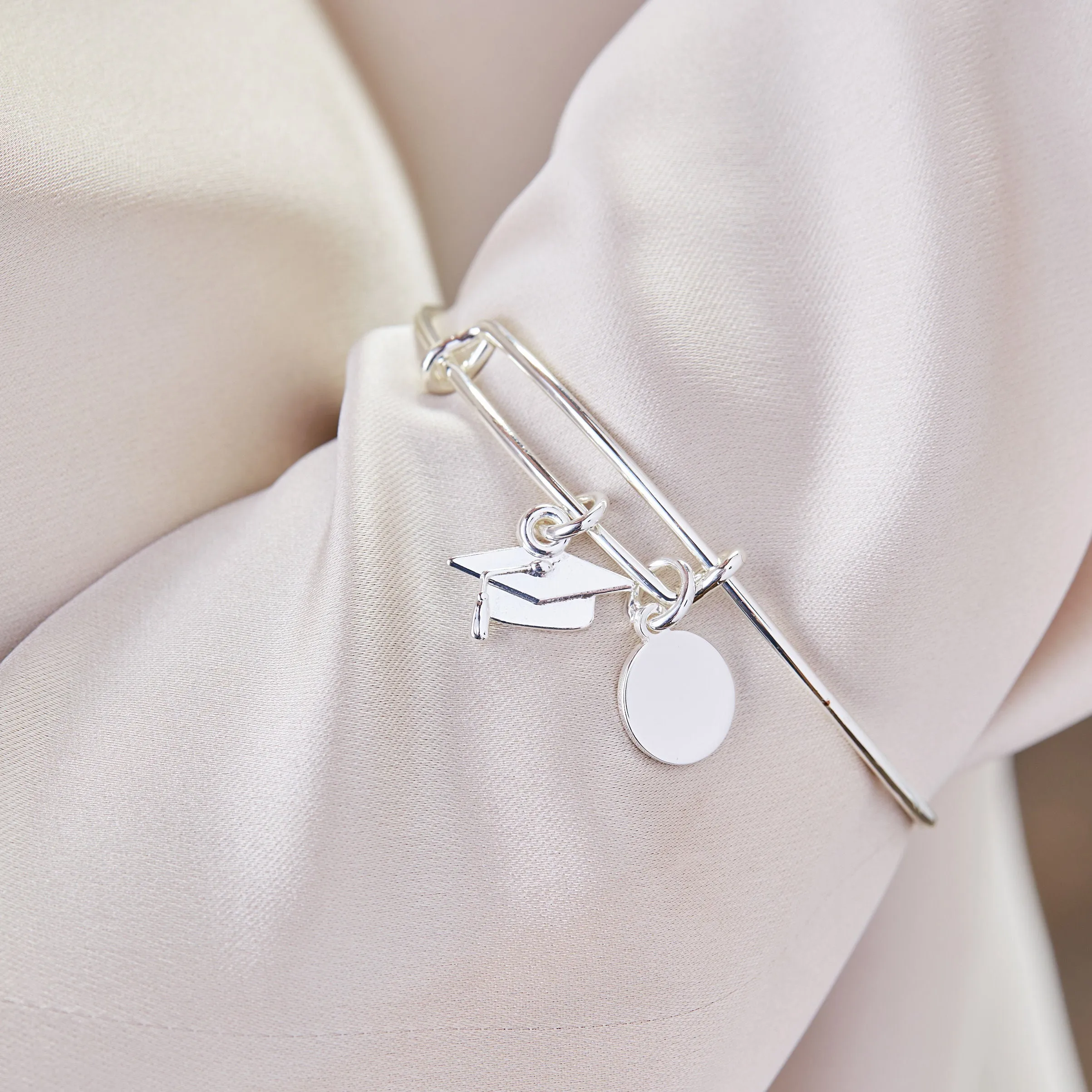 Graduation Cap Duo Charm Bangle