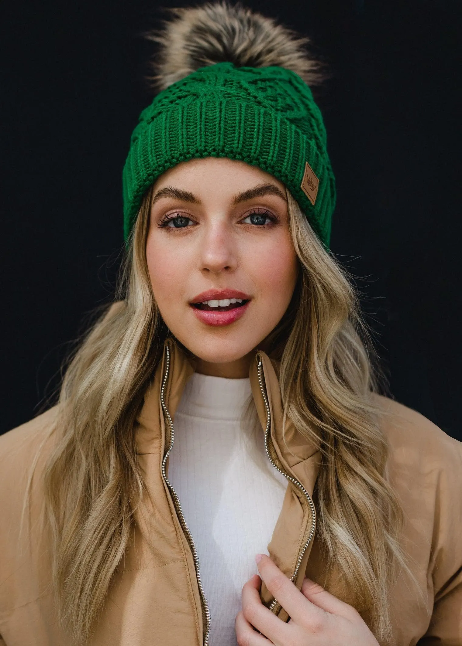 Green Cable Knit Hat