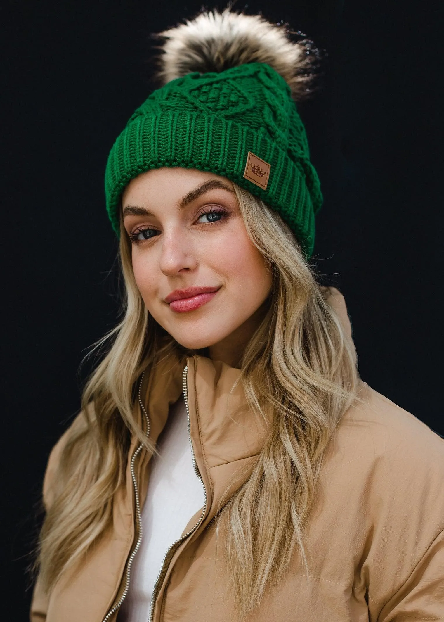 Green Cable Knit Hat