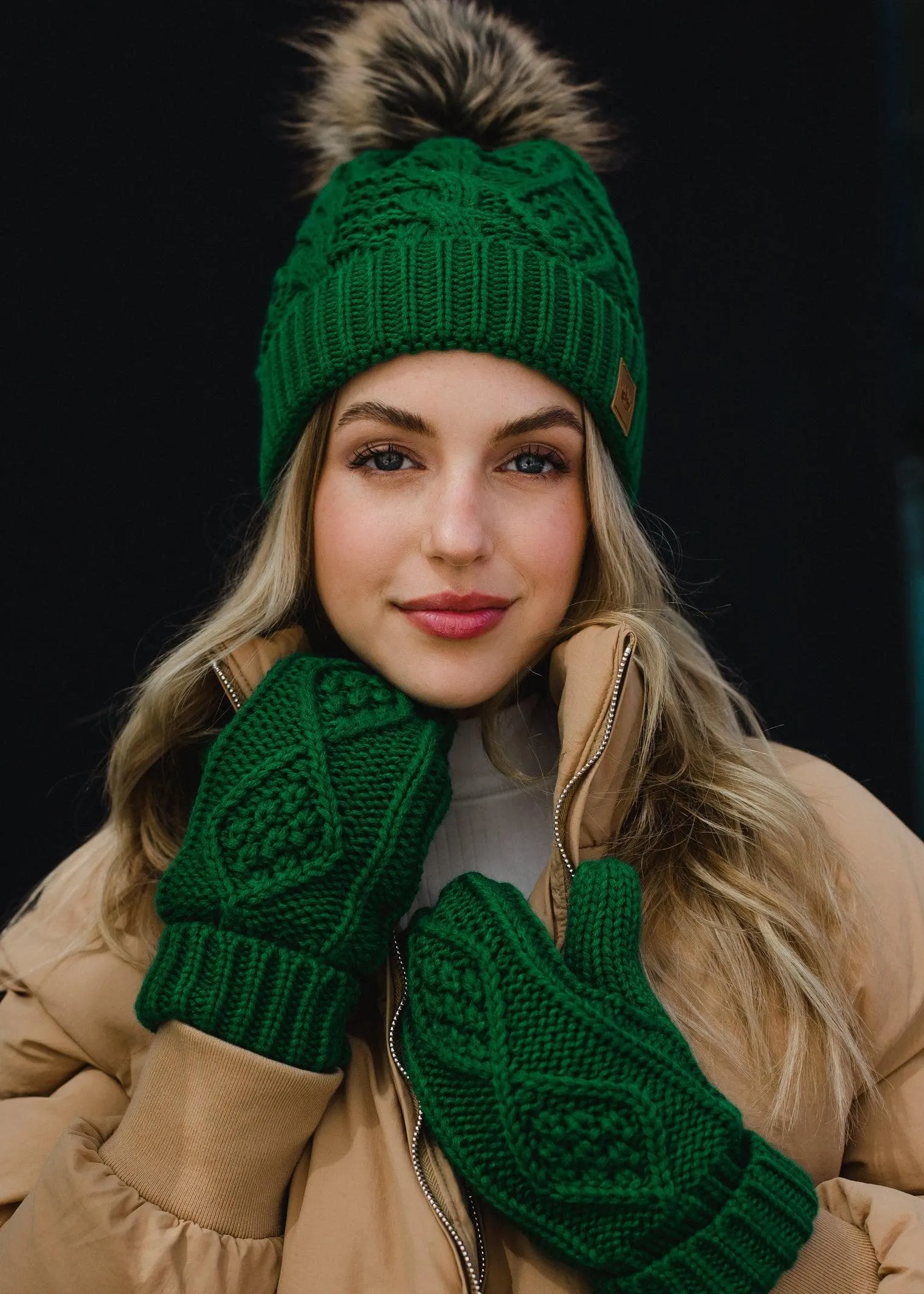 Green Cable Knit Hat