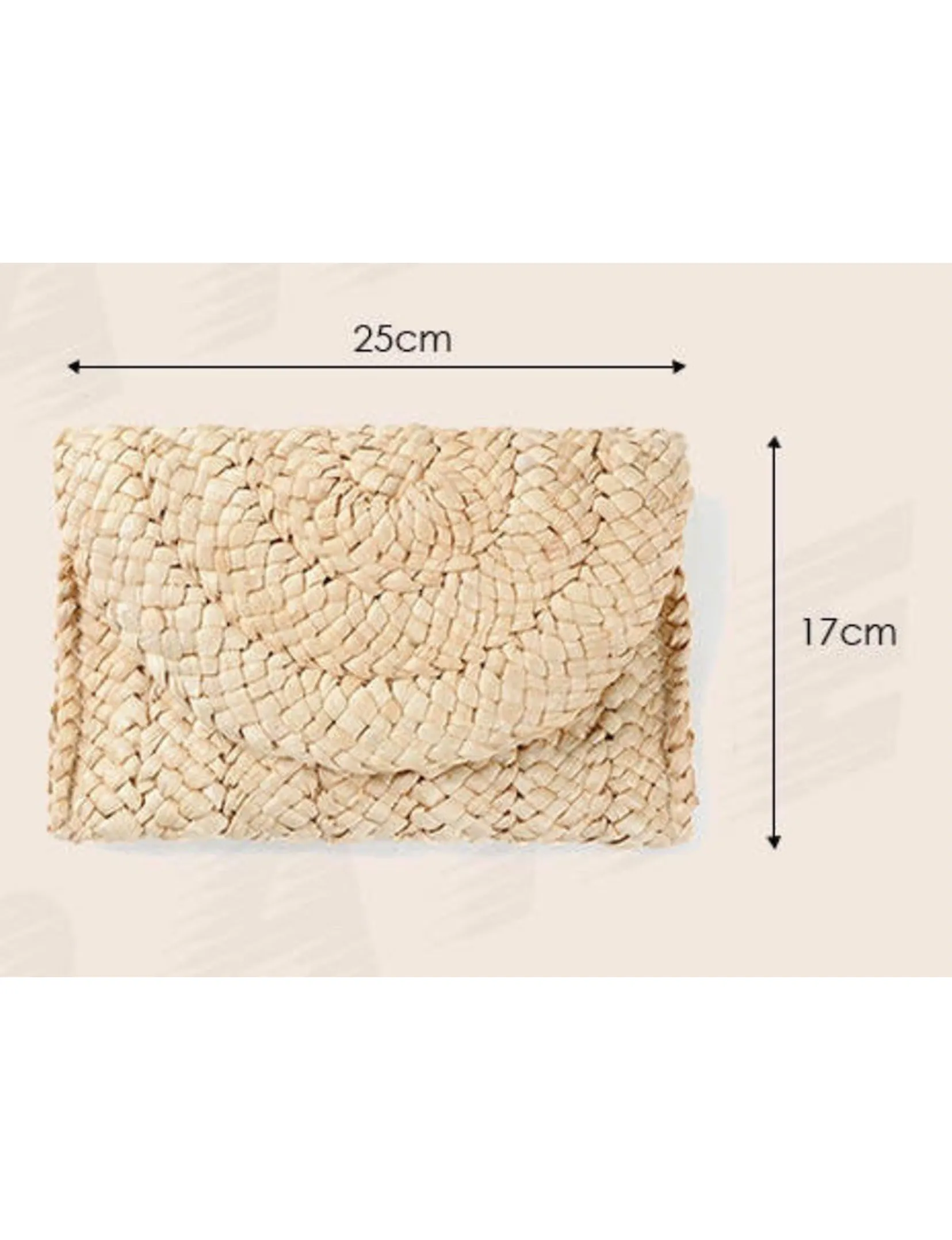 Handmade Woven Straw Clutch Rattan Bag, Natural