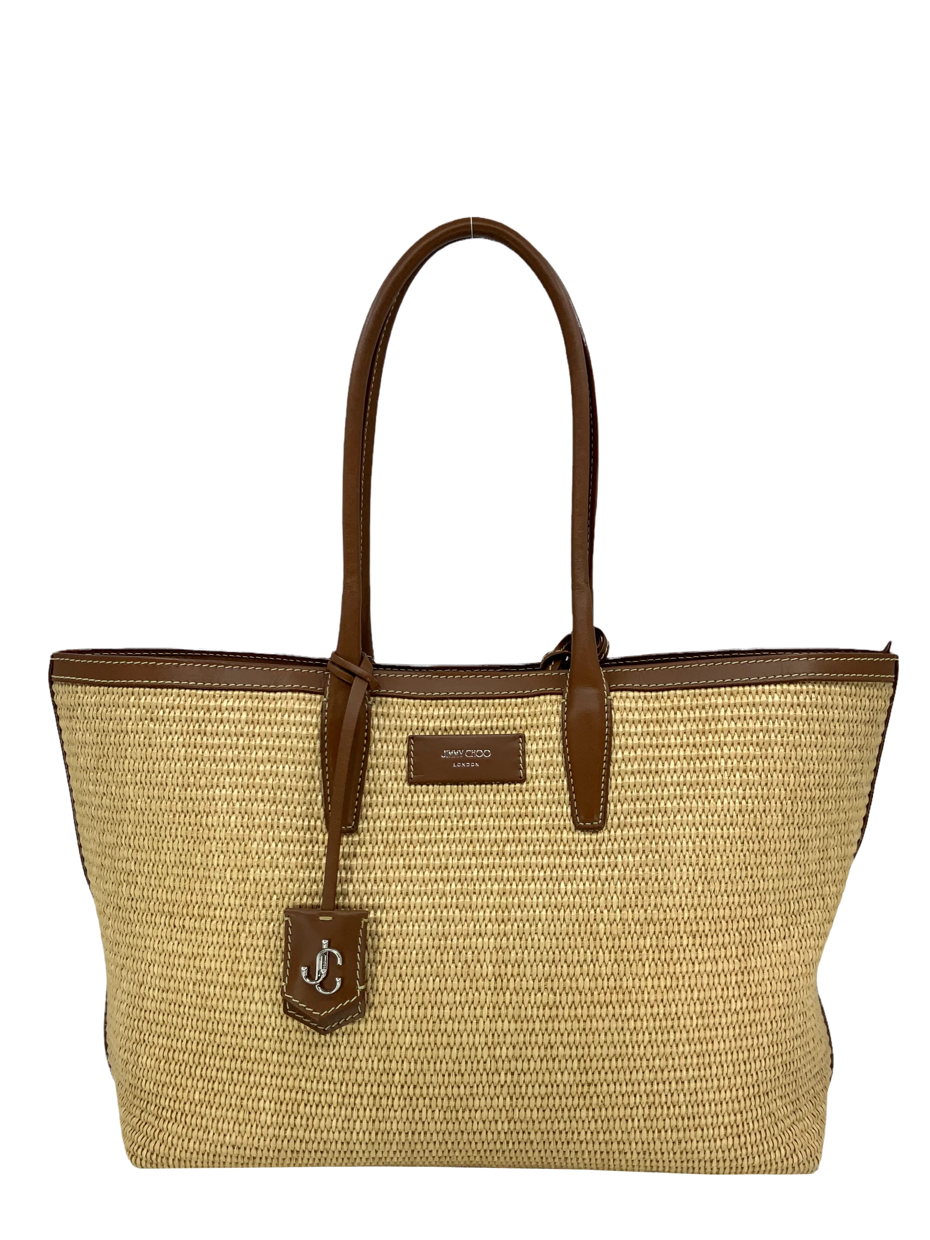 Jimmy Choo Nine2Five Raffia & Leather Tote