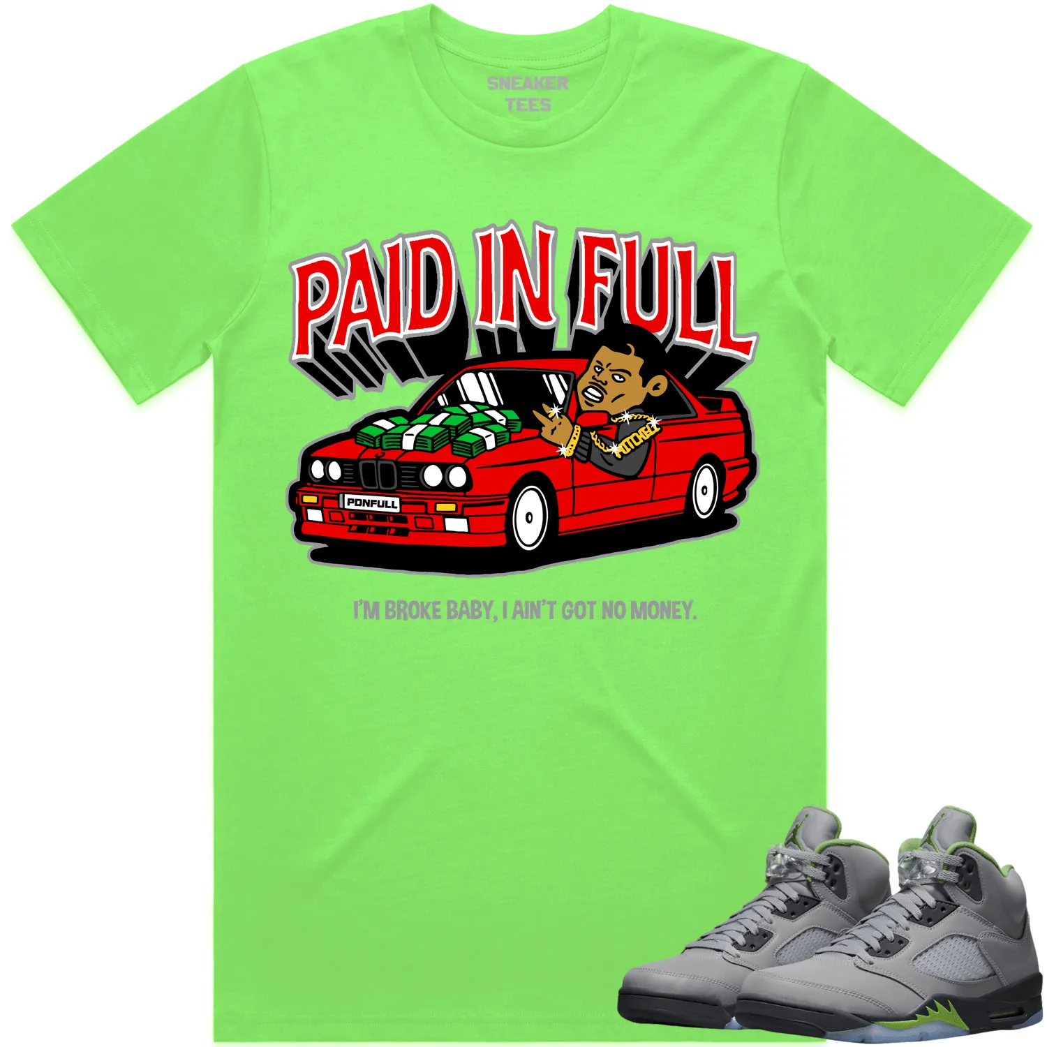 Jordan 5 Green Bean 5s Shirt to Match - RED PAID