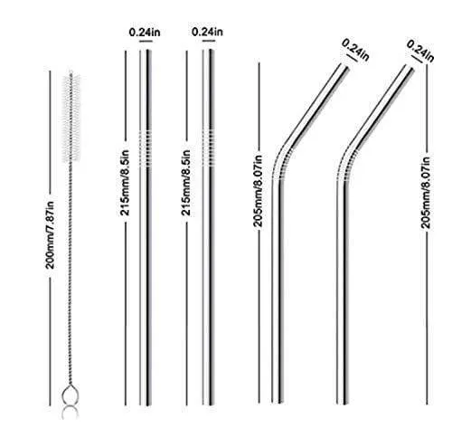 KITCHEN MART Reusable Stainless Steel Drinking Straws(2 Straight, 2 Bend and 1 Cleaning Brush)