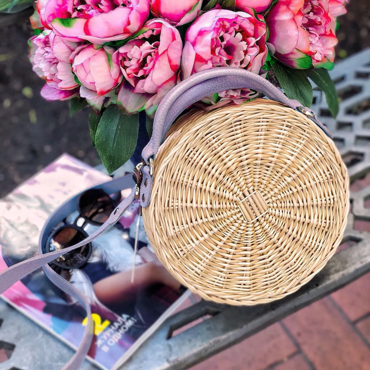 LAVENDER PEONY STRAW bag