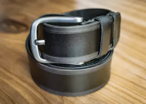 Men’s Leather Designer Belt Moss | Handcrafted | Black Grey