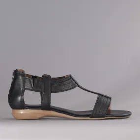 T-Bar Flat Sandal in Black - 12563