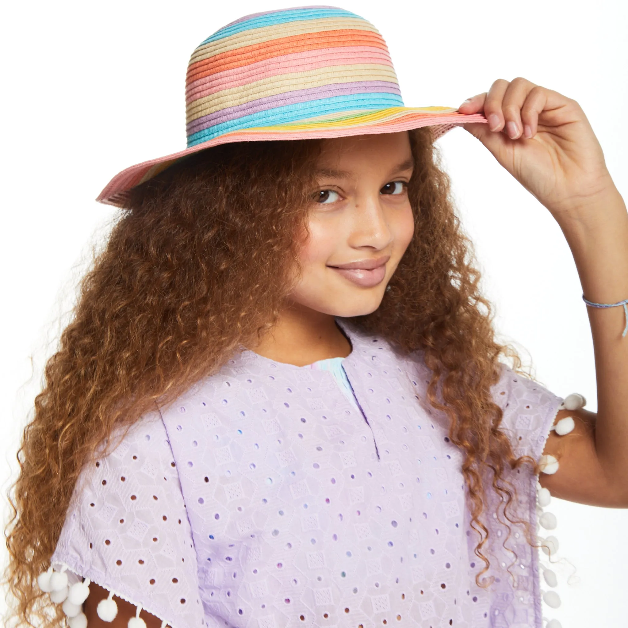 UPF 50  Striped Sun Hat (Size 2-4 Years) | Multicolor