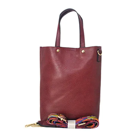 Wine Faux Leather NGIL Bucket Handbag