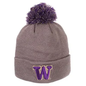 Zephyr University of Washington Gray Knit Beanie w/ Pom